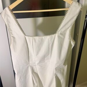 Lulu's White Pearl-Trim Mini Dress